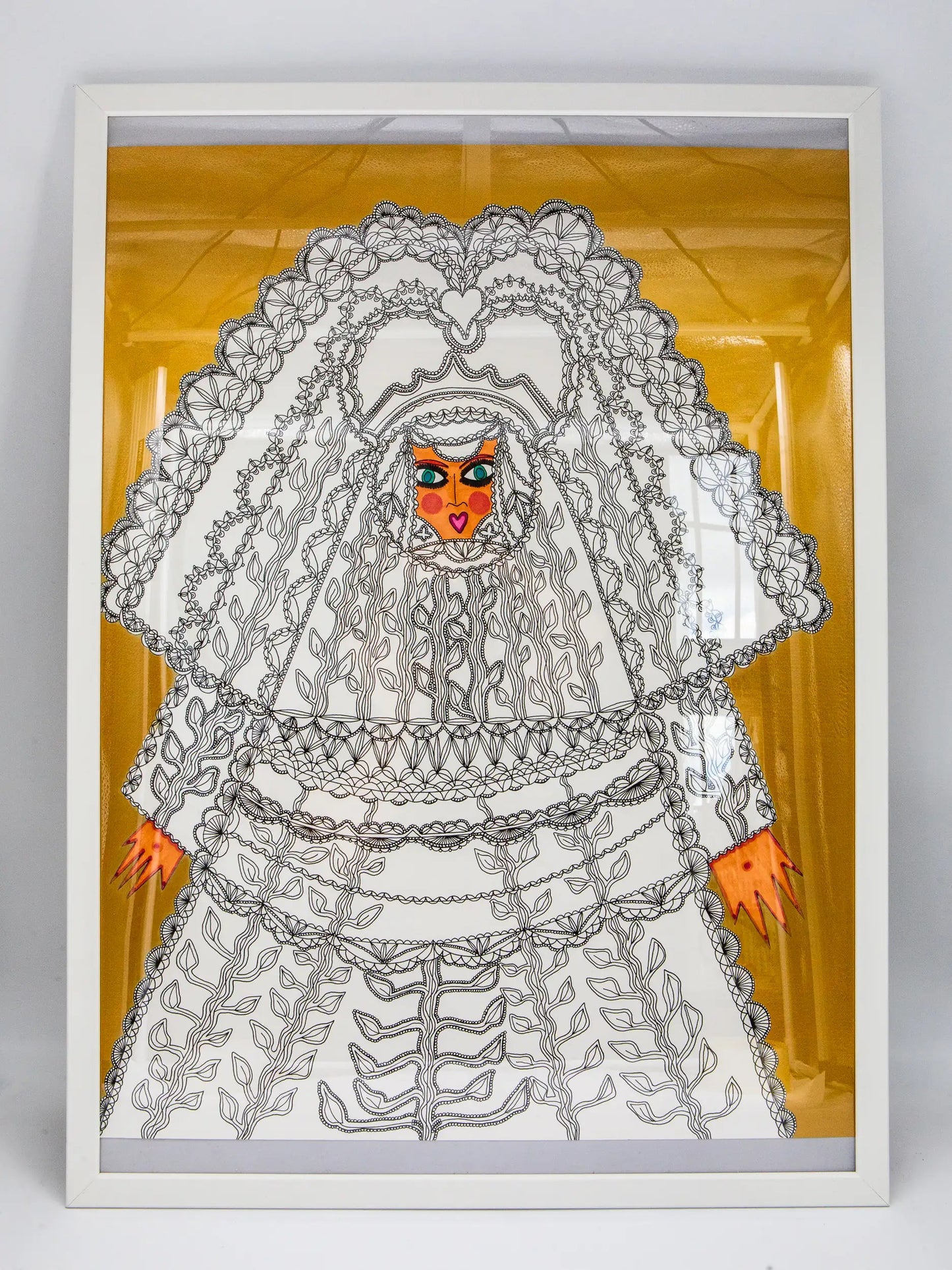 Maria Del Carmen Rizo : Triptyque des madones dorées 3 -  Tableau