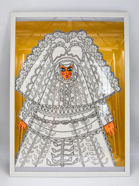 Maria Del Carmen Rizo : Triptyque des madones dorées 3 -  Tableau