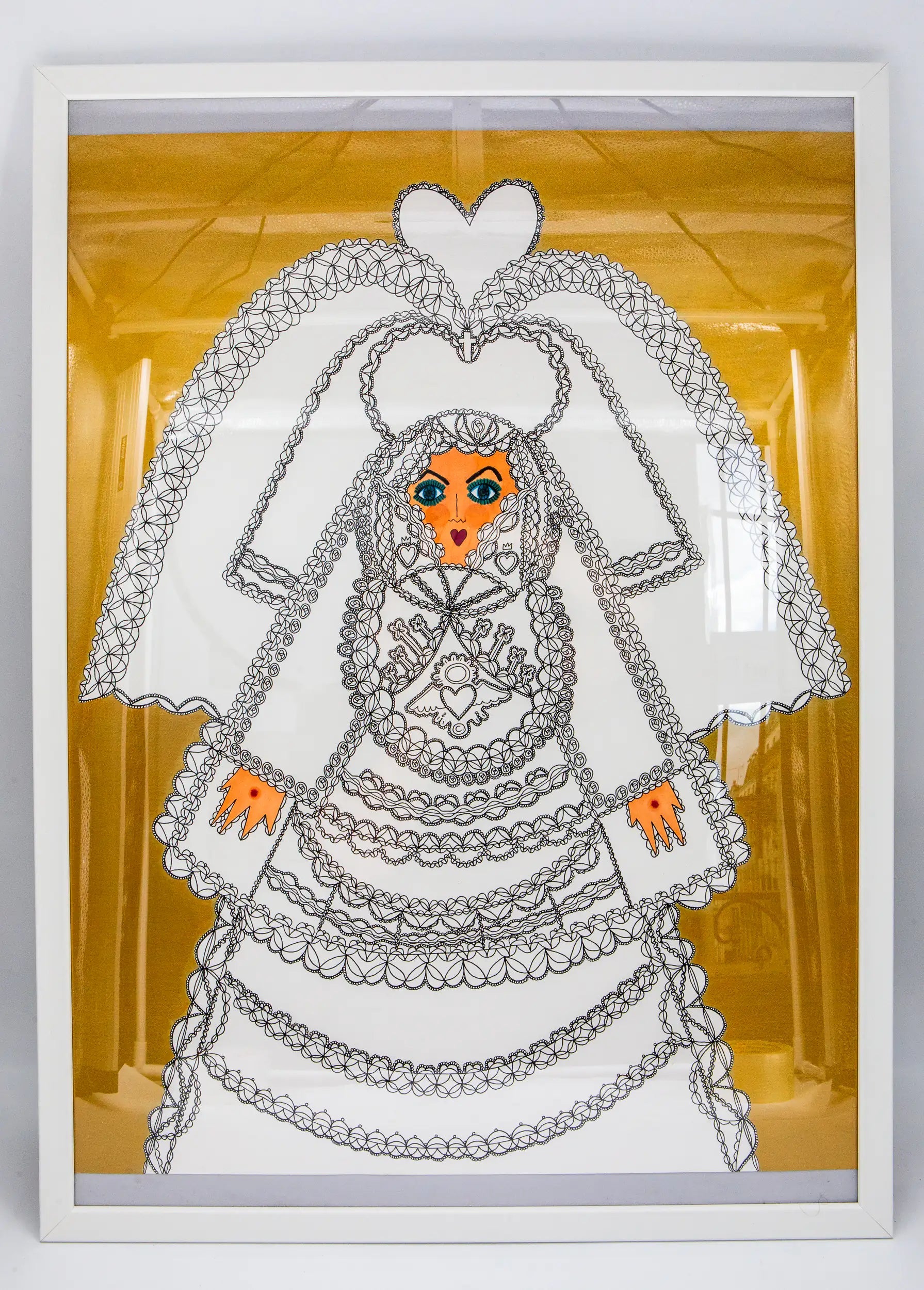 Maria Del Carmen Rizo : Triptyque des madones dorées 1 -  Tableau