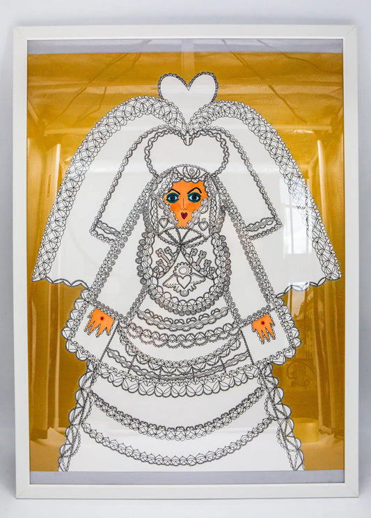 Maria Del Carmen Rizo : Triptyque des madones dorées 1 -  Tableau