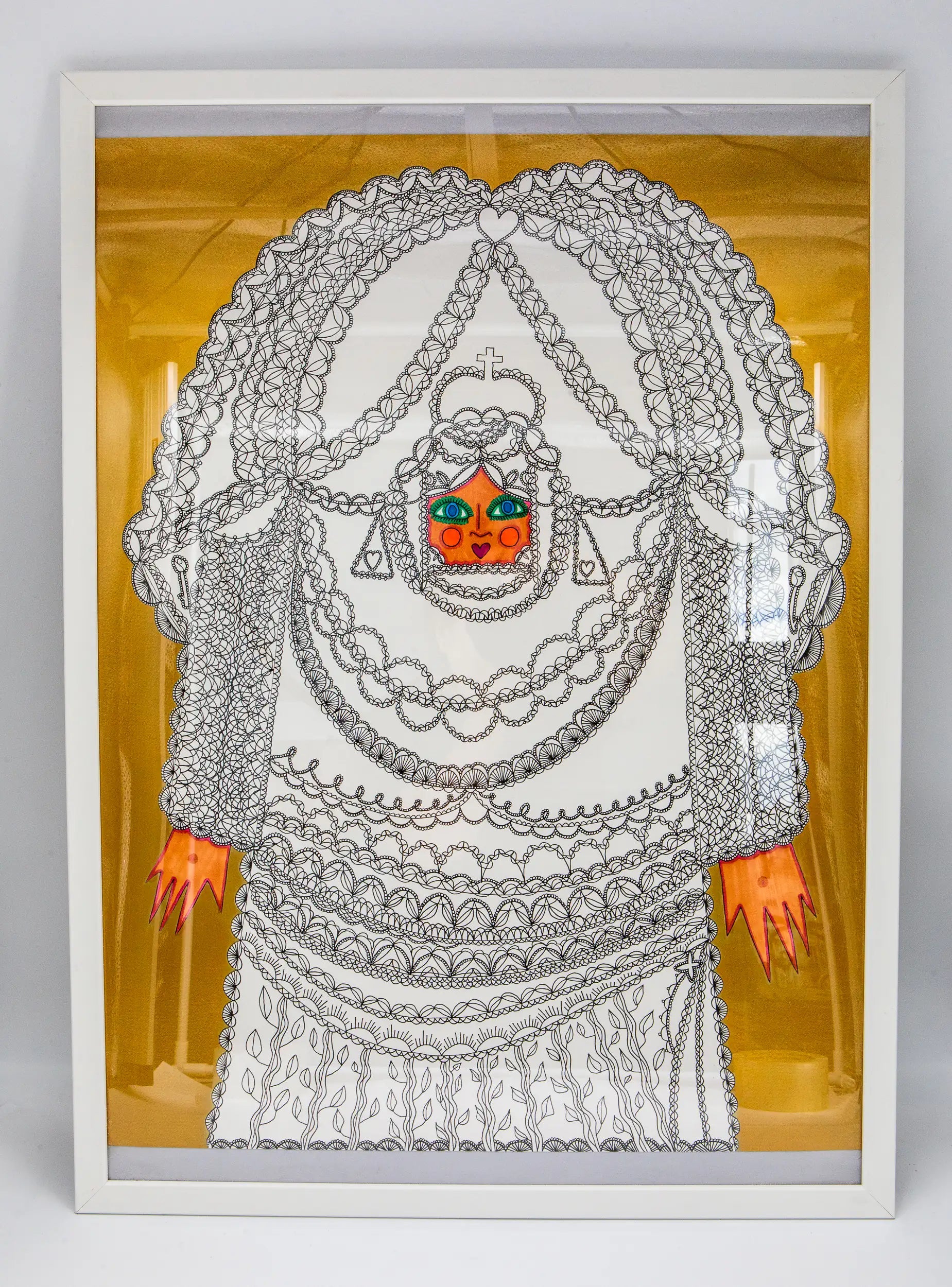 Maria Del Carmen Rizo : Triptyque des madones dorées 2 -  Tableau