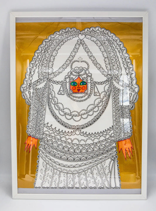 Maria Del Carmen Rizo : Triptyque des madones dorées 2 -  Tableau